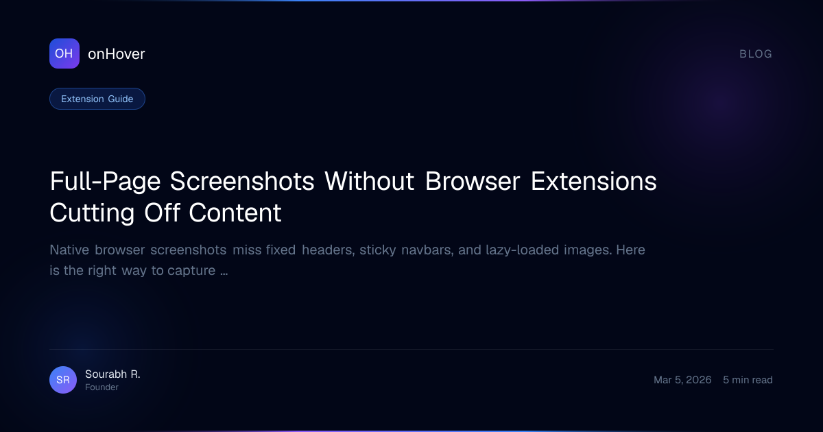 Full-Page Screenshots That Capture Everything | onHover