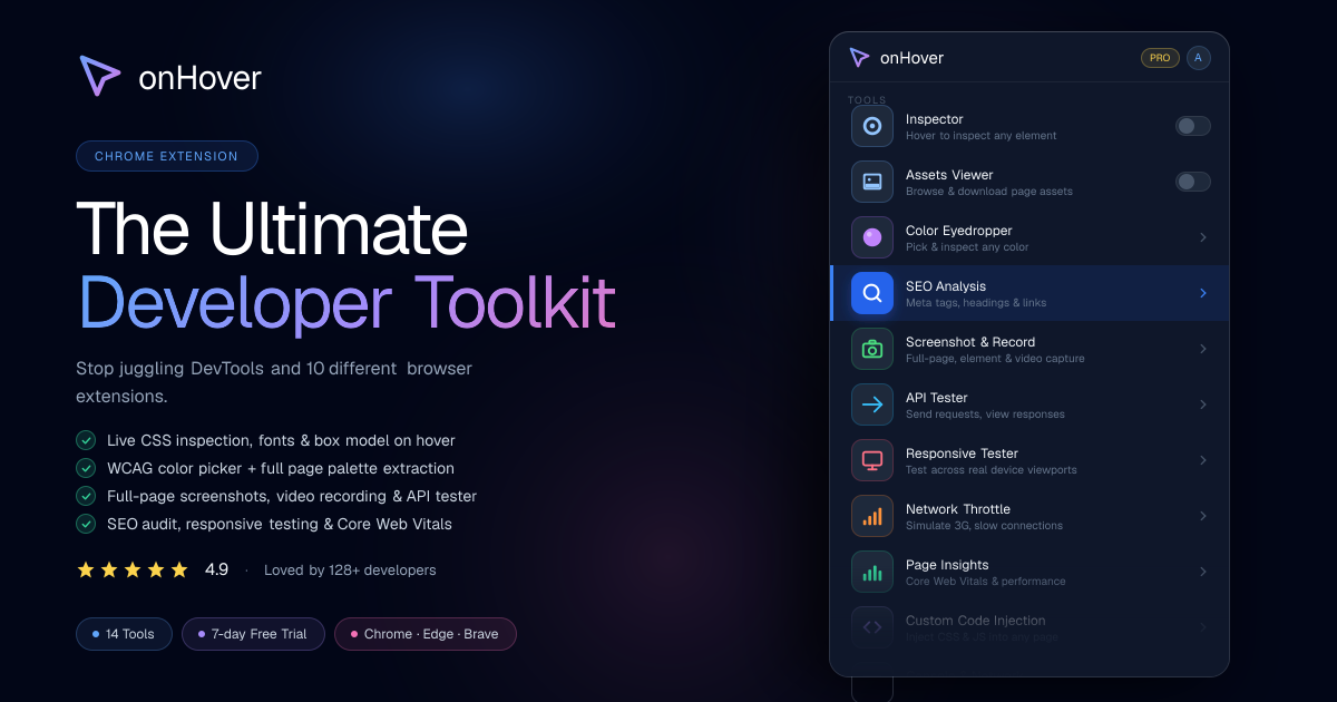 onHover — Developer Tools Chrome Extension